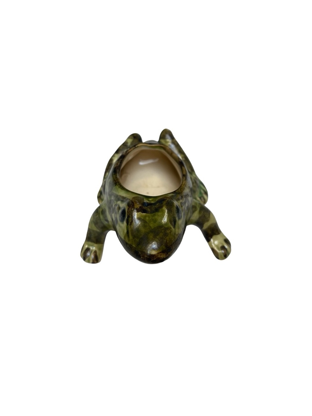 Vintage Ceramic Frog Planter Green Glazed Succulent Woodland Cottage Decor - Picture 4 of 7